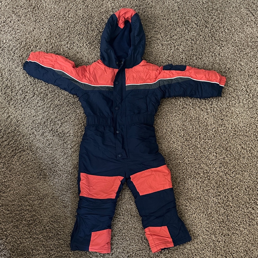 3T L.L.Bean Navy and Red Snowsuit with Hood